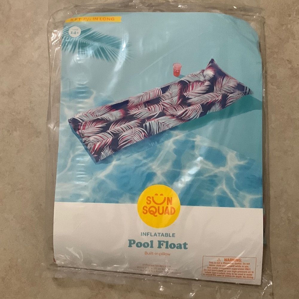 3for$20 NWT pool float  build in pillow 5 feet and 7.5 inch long 14+